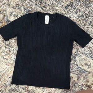 Joie Charcoal Black Ribbed Knit Top